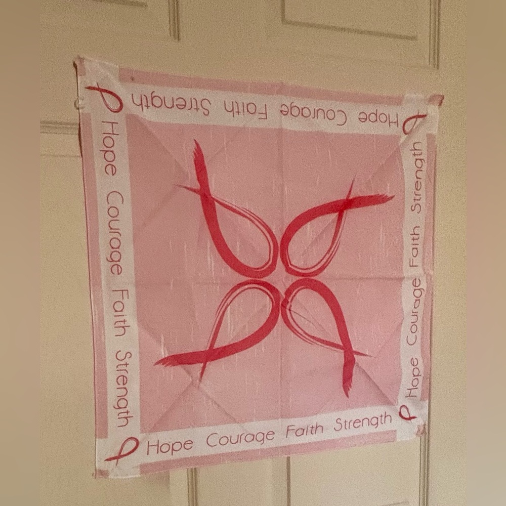 Breast Cancer Awareness Pink Logo Scarf/Bandana 20”x 20”.  NWOT